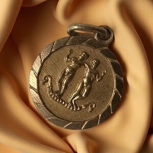 18k Gold Italian Zodiac twins Pendant ☆302 MI